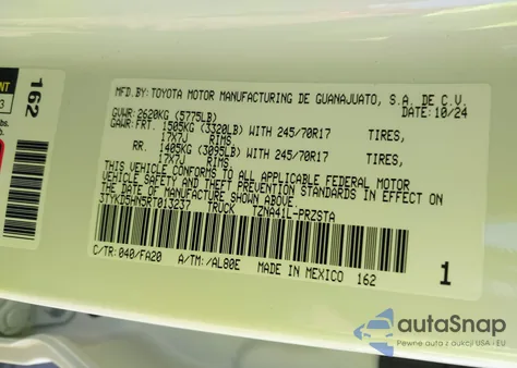 2024 Toyota Tacoma Sr 2Wd из США, поврежденный, VIN 3TYKD5HN5RT013237